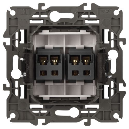 Розетка аудио двойная, Эра Elegance, антрацит, 14-3112-05