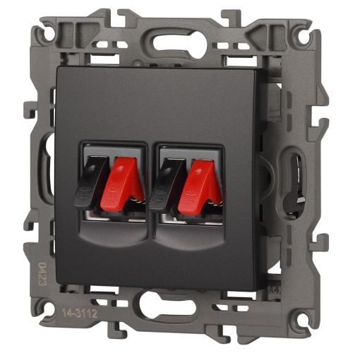 Розетка аудио двойная, Эра Elegance, антрацит, 14-3112-05