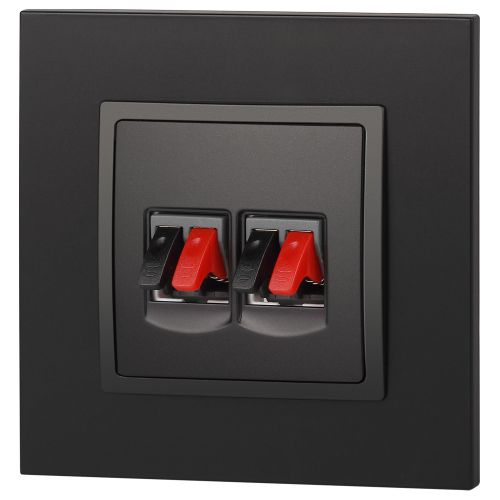 Розетка аудио двойная, Эра Elegance, антрацит, 14-3112-05