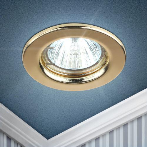 Светильник ST1 GD 50Вт MR16 12В точечный штампован. зол. ЭРА C0043798