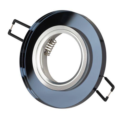 Светильник DK7 CH/BK 50Вт MR16 12В точечный; декор стекло круглое хром./черн. ЭРА C0043793