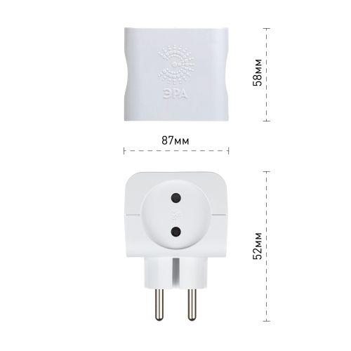 Разветвитель 4-м SP-4-W без заземл. (10/60/2880) бел. ЭРА Б0005103