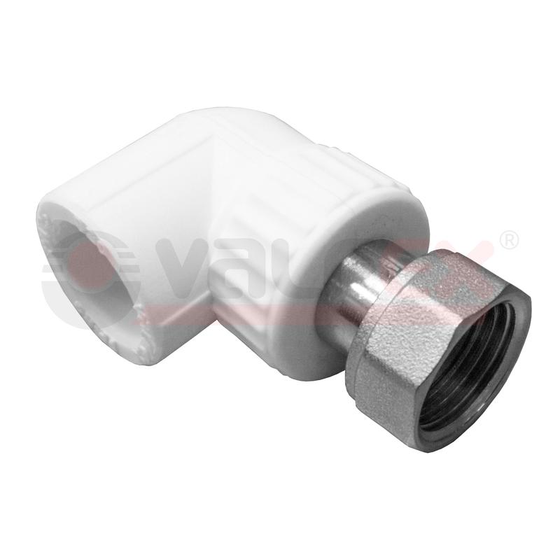 Угольник PP-R бел комб Дн25х3/4" нак/г VALFEX 10138025