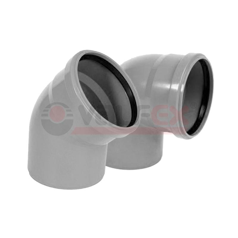 Отвод PP-H сер б/н Дн50х87гр в/к VALFEX 20101050