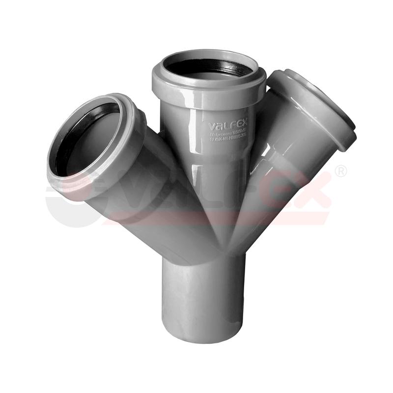 Крестовина PP-H 1-пл сер б/н Дн110х50х50х45гр в/к VALFEX 27111550