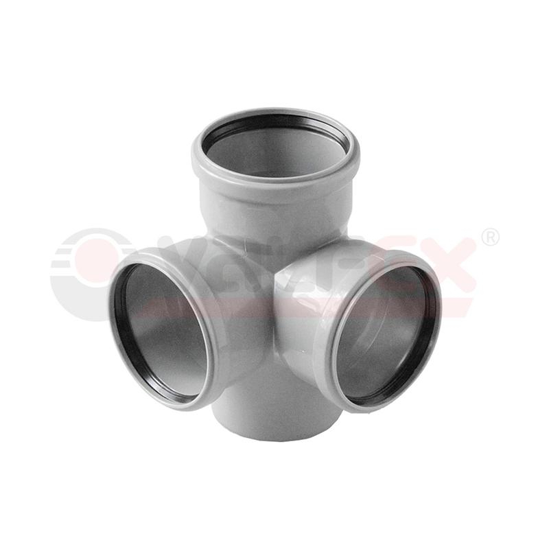 Крестовина PP-H 2-пл сер б/н Дн110х110х110х87,5гр в/к VALFEX 28110110