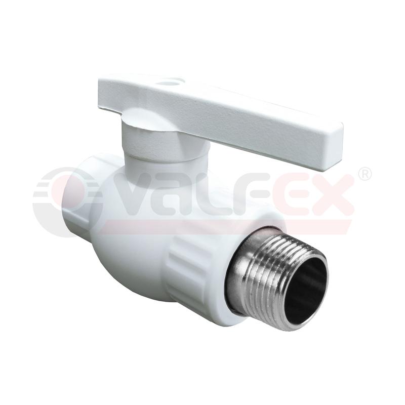 Кран шаровой PP-R бел Дн20х1/2" НР VALFEX 10144220
