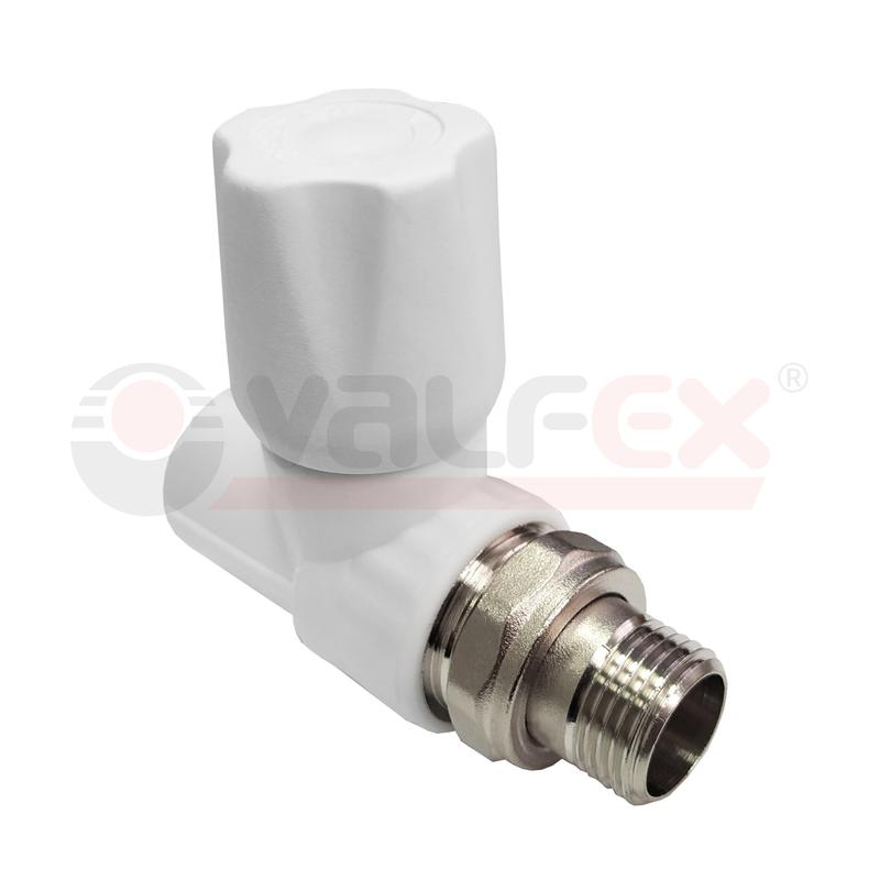 Клапан PP-R бел запорн Дн20х1/2" Ру25 НР прям д/рад VALFEX 1014620012