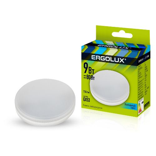 Ergolux LED-GX53-9W-GX53-4K (Эл.лампа светодиодная 9Вт GX53 4500К 180-240В)