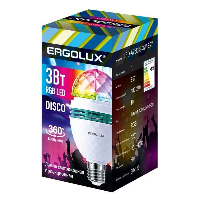 Ergolux LED-A75DIS-3W-E27 (Эл.лампа светодиодная DISCO 3Вт Е27 RGB 220-240В)