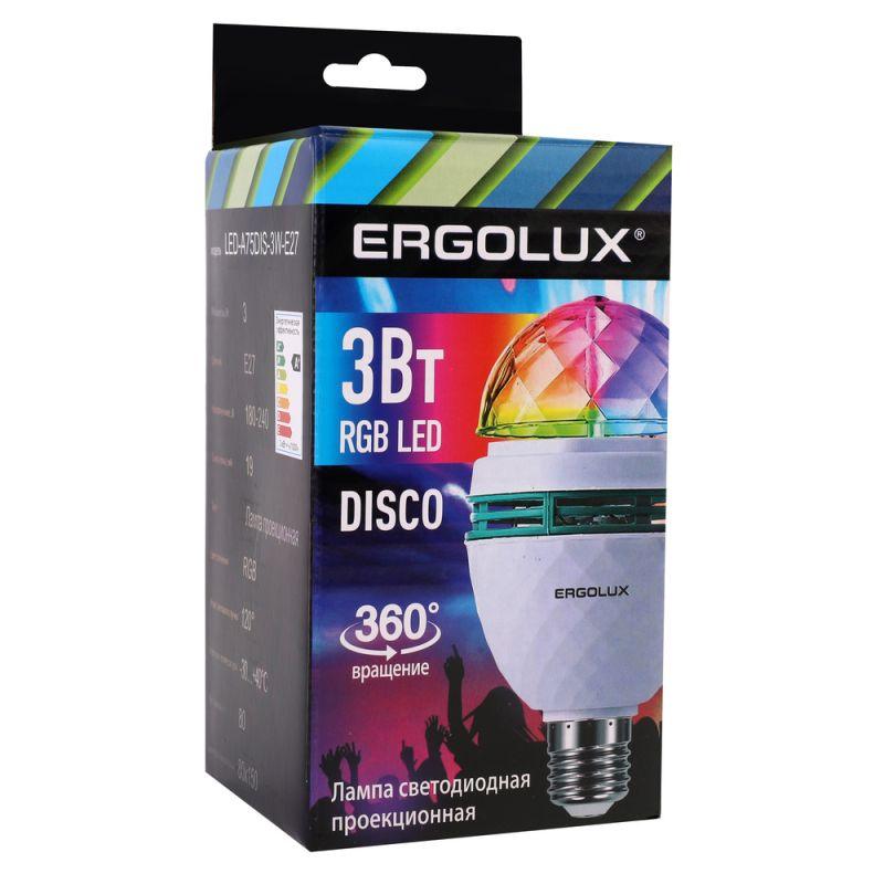 Ergolux LED-A75DIS-3W-E27 (Эл.лампа светодиодная DISCO 3Вт Е27 RGB 220-240В)