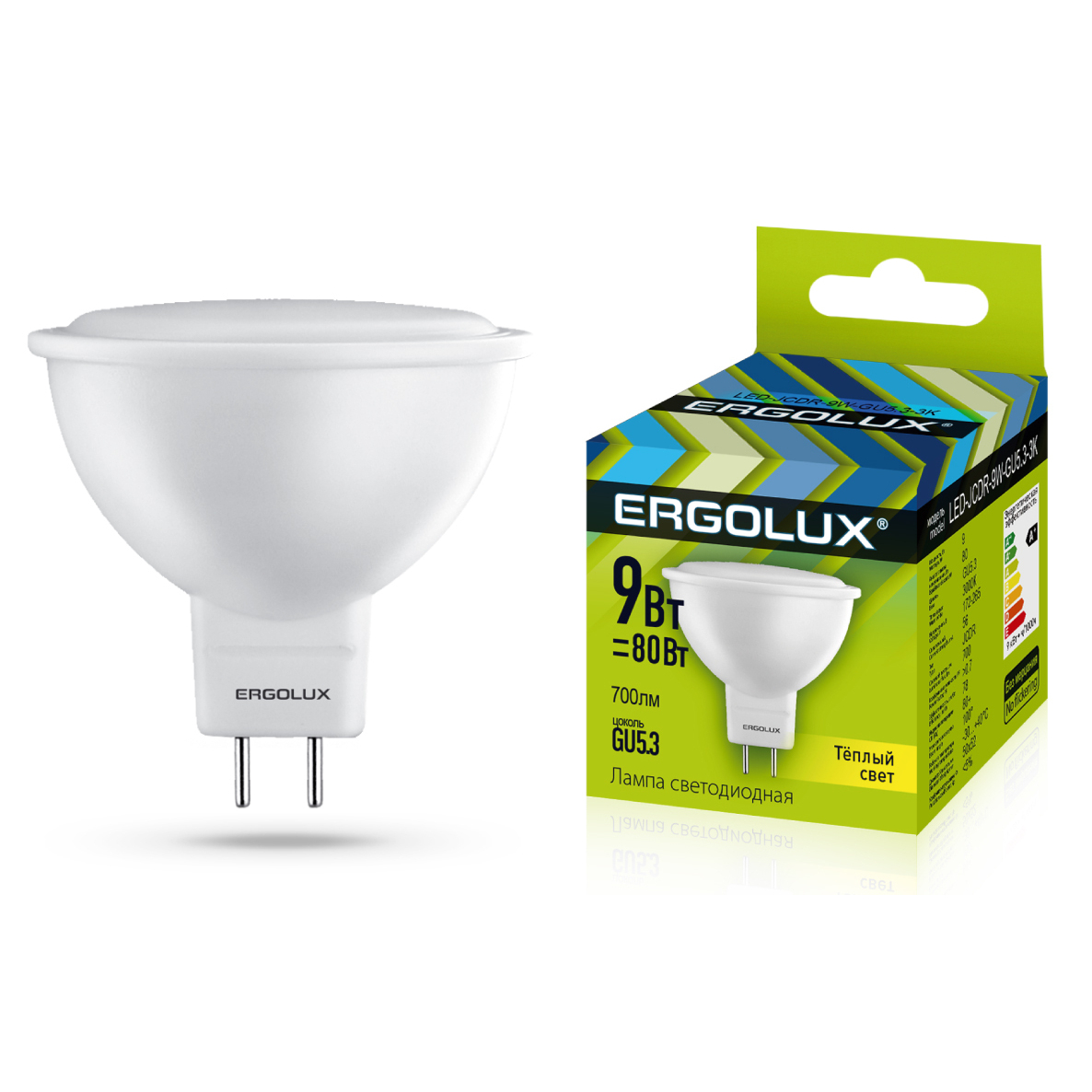 Ergolux LED-JCDR-9W-GU5.3-3K (Эл.лампа светодиодная JCDR 9Вт GU5.3 3000K 180-240В)