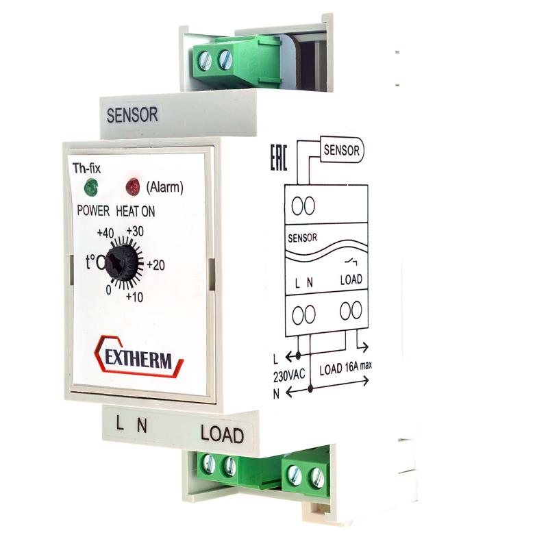 Термостат механический 16А для площадок; грунта; пола на DIN-рейку Extherm Th-fix