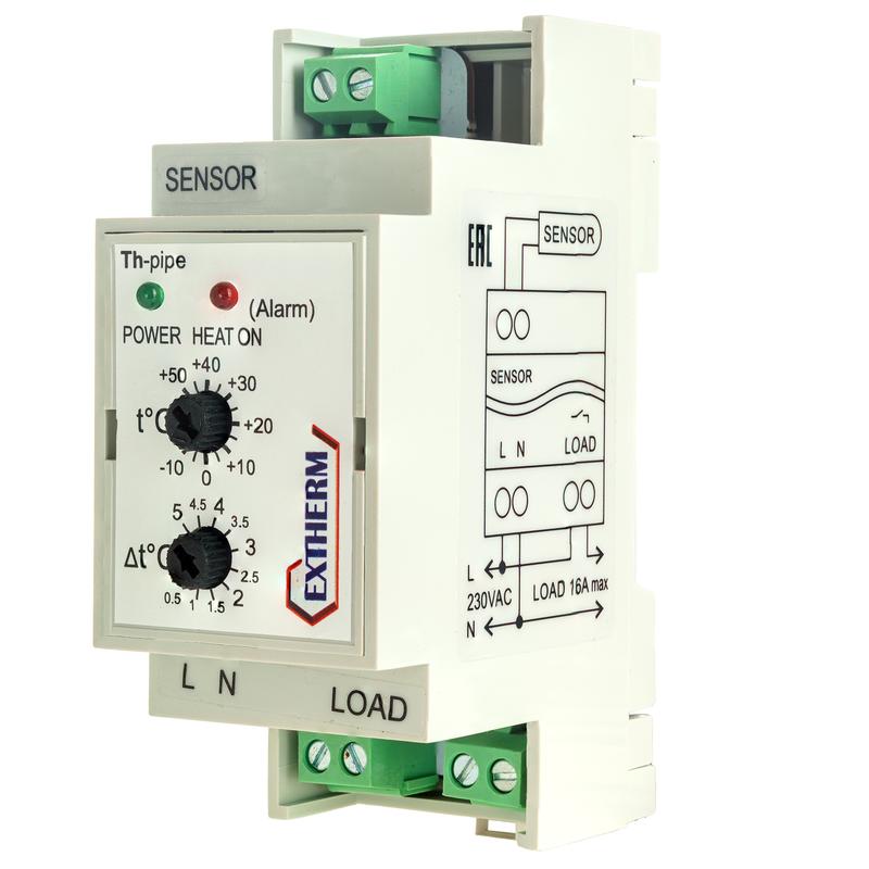 Термостат механический 16А для труб на DIN-рейку EXTHERM Th-pipe