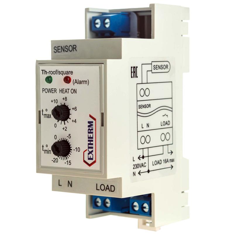 Термостат механический 16А для систем антиобледенения на DIN-рейку EXTHERM Th-roof