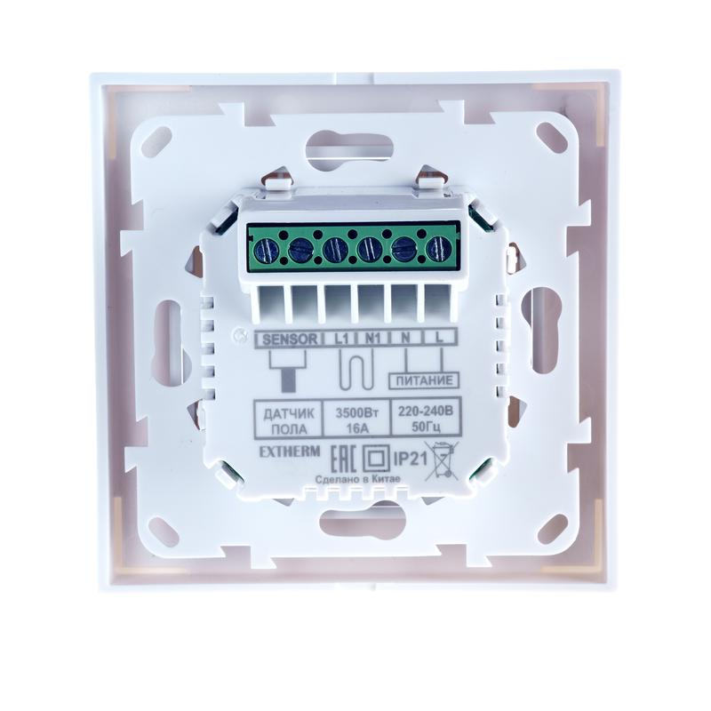 Термостат программируемый ET-44(w) с Wi-Fi 3.6кВт 16А для теплых полов датчик пола; датчик воздуха с возможн. установкой в рамку Legrand Valena и Schneider Unica бел. Extherm ET-44(w)