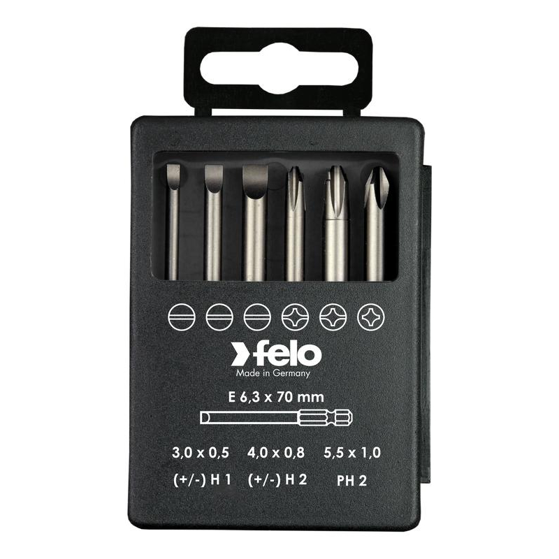 Набор бит SL/H (+/-) Industrial 73мм в кейсе (уп.6шт) Felo 03292716