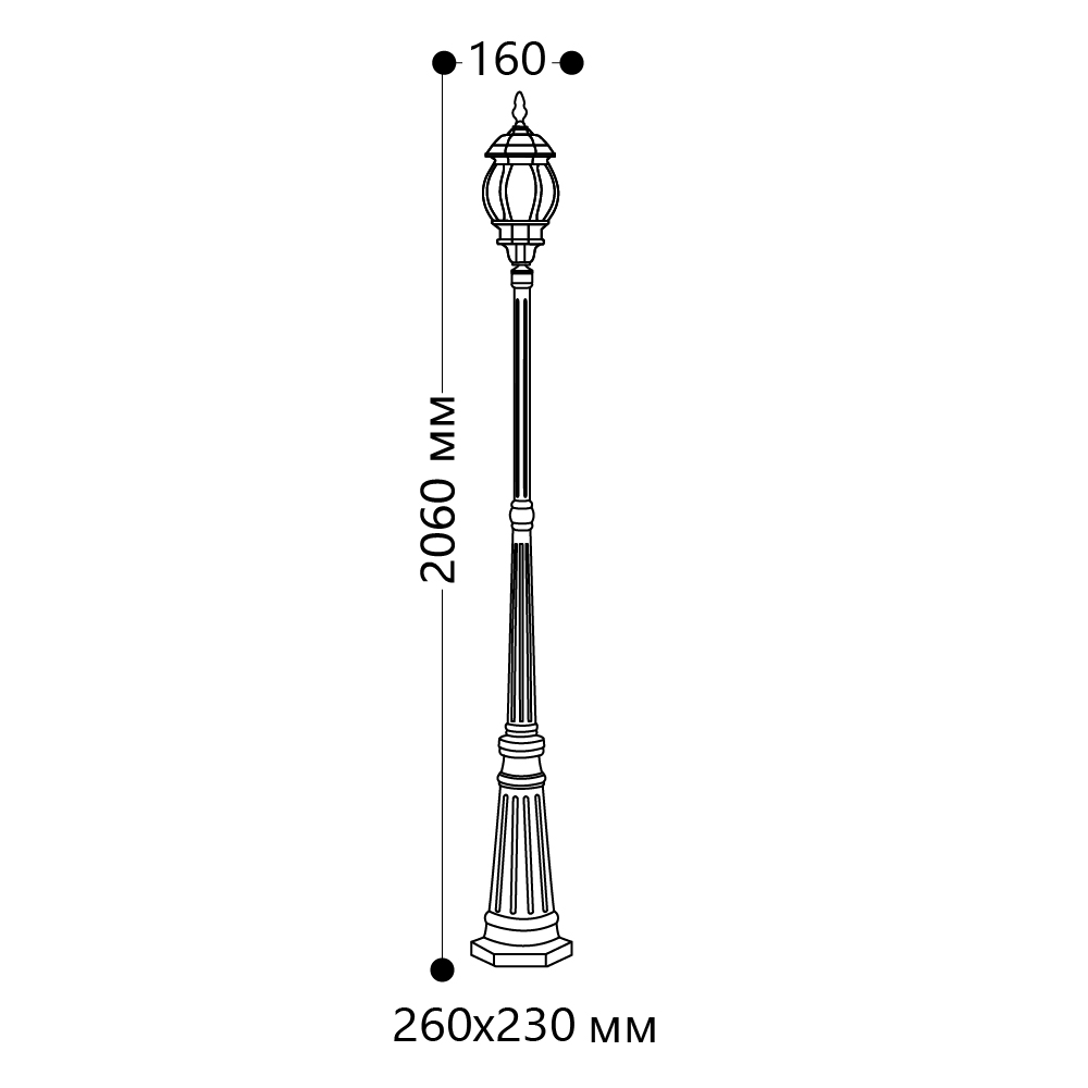 Светильник садово-парковый Feron 8111/PL8111 столб 100W E27 230V, черный