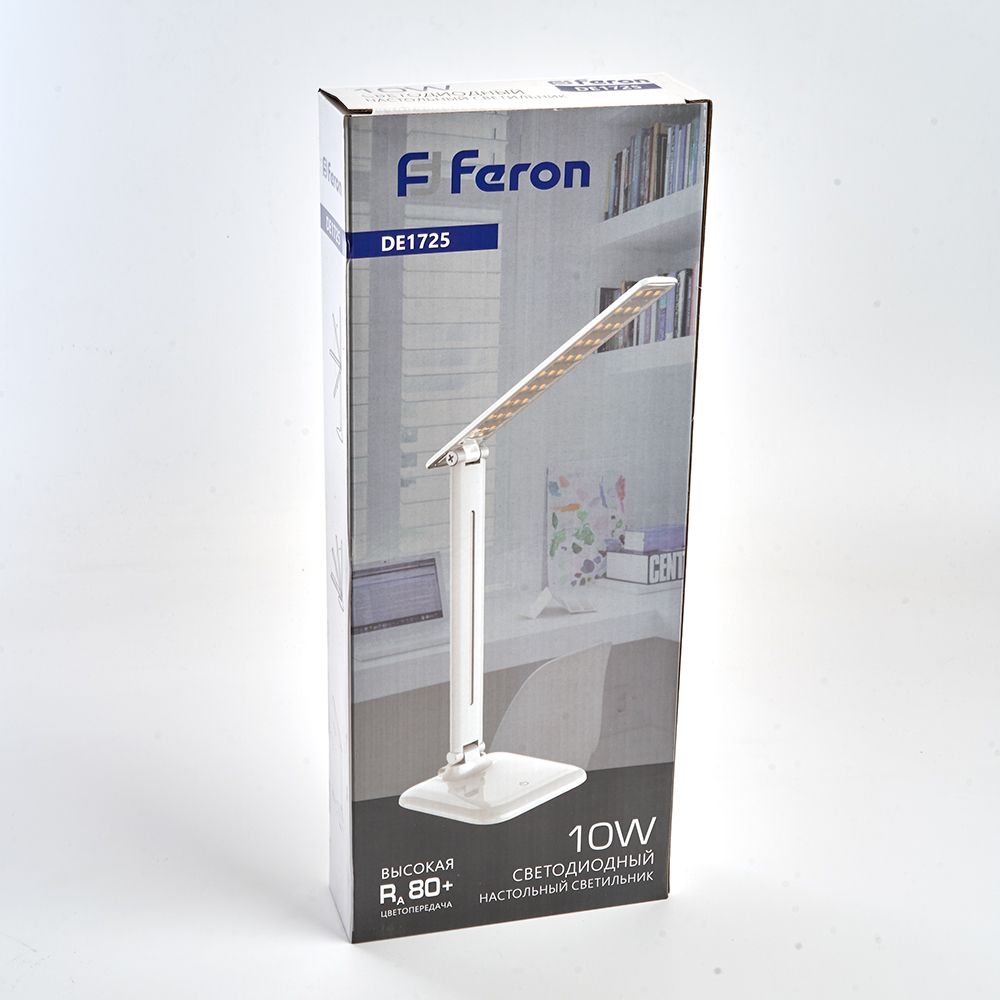 Настольный светодиодный светильник Feron DE1725 10W, 4000K, 100-240V, белый