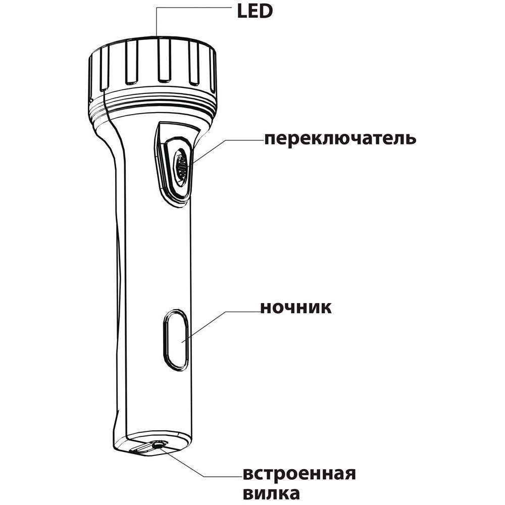 Фонарь аккумуляторный ручной 9+3LED 0,7W со встроенной вилкой для зарядки, красный, TL042