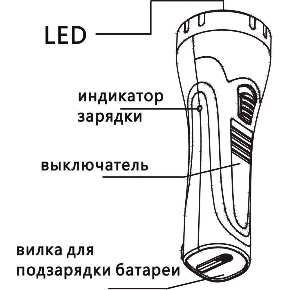 Фонарь аккумуляторный ручной  7LED 0,6W со встроенной вилкой для зарядки, зеленый, TL043