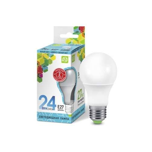 Лампа светодиодная LED-A65-standard 24Вт грушевидная 230В E27 4000К 2160лм ASD 4690612014272