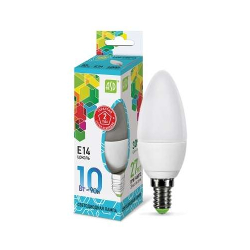 Лампа светодиодная LED-свеча-standard 10Вт 230В E14 4000К 900Лм ASD 4690612015576