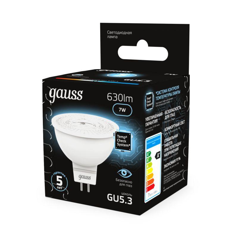 Лампа светодиодная Black MR16 7Вт 4100К бел. GU5.3 630лм 150-265В Gauss 101505207