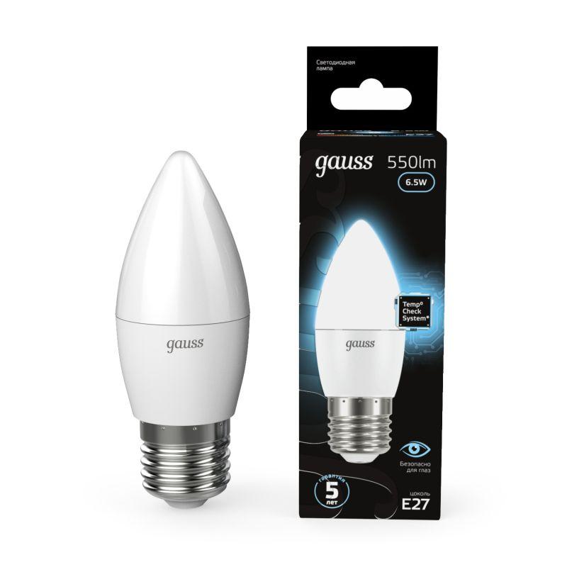 Лампа светодиодная Black 6.5Вт свеча 4100К бел. E27 550лм 150-265В Gauss 103102207