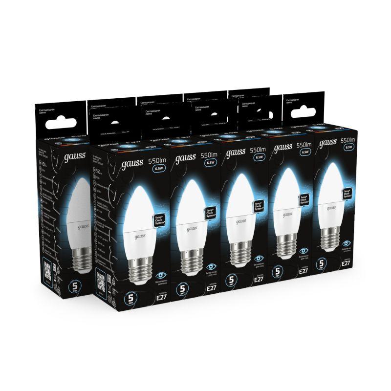 Лампа светодиодная Black 6.5Вт свеча 4100К бел. E27 550лм 150-265В Gauss 103102207