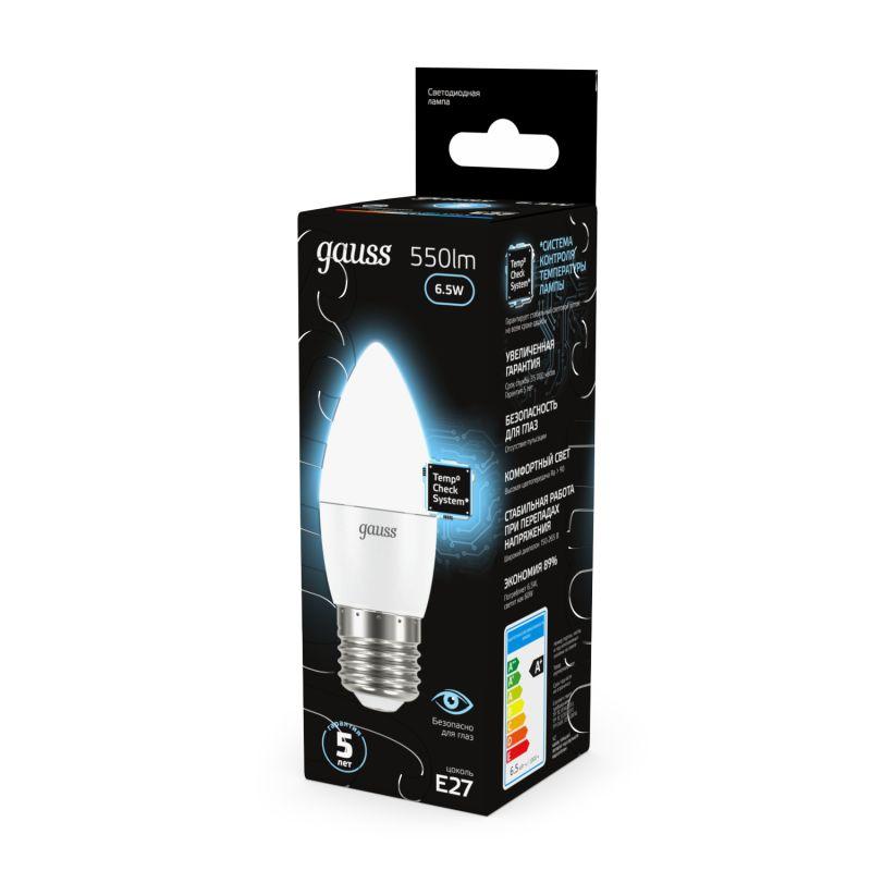 Лампа светодиодная Black 6.5Вт свеча 4100К бел. E27 550лм 150-265В Gauss 103102207