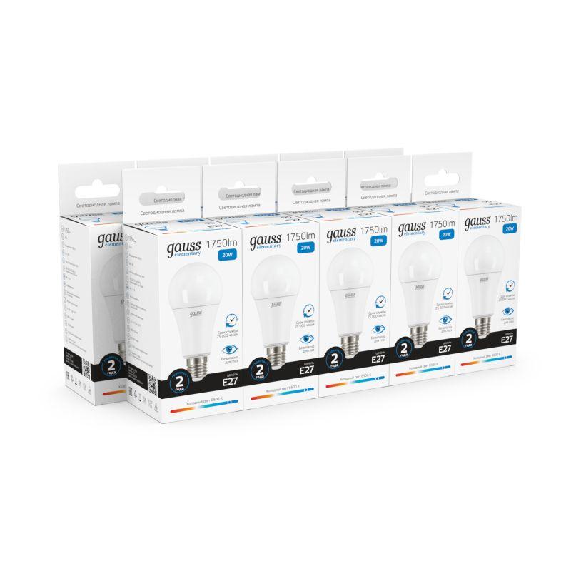 Лампа светодиодная Elementary A60 20Вт грушевидная 6500К холод. бел. E27 1750лм 180-240В Gauss 23239