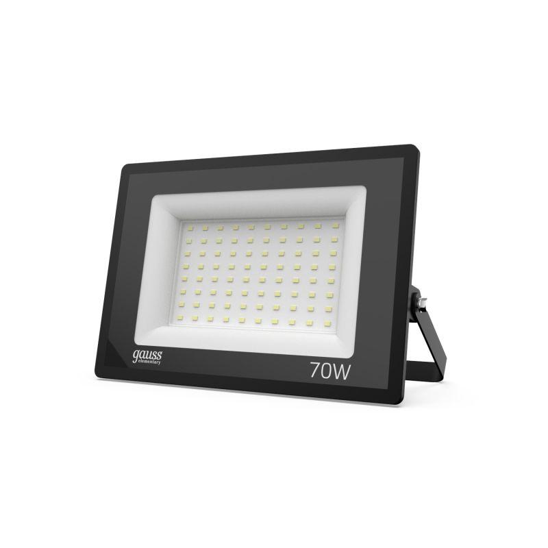 Прожектор светодиодный Elementary LED 70Вт IP65 6500К черн. Gauss 613100370