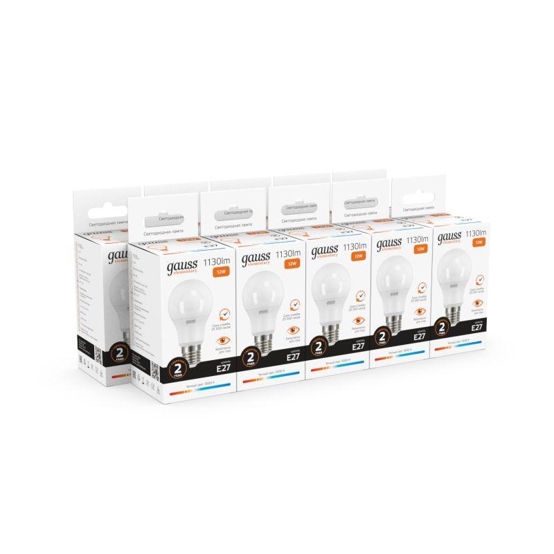 Лампа светодиодная Elementary A60 12Вт E27 3000К 1/10/40 Gauss 23212