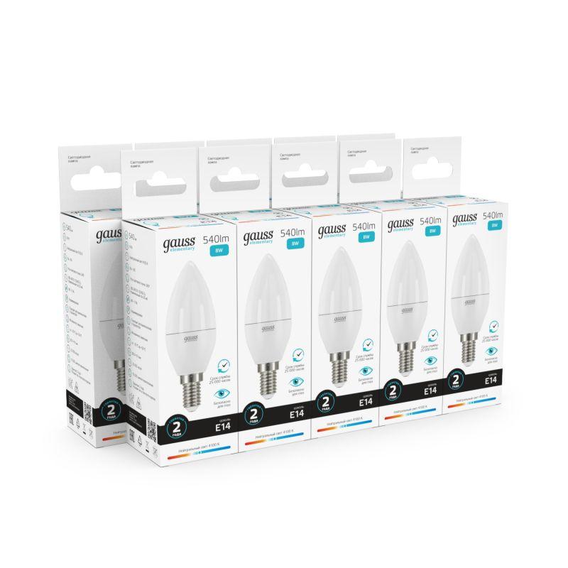 Лампа светодиодная Elementary Candle E14 8Вт 4100К Gauss 33128