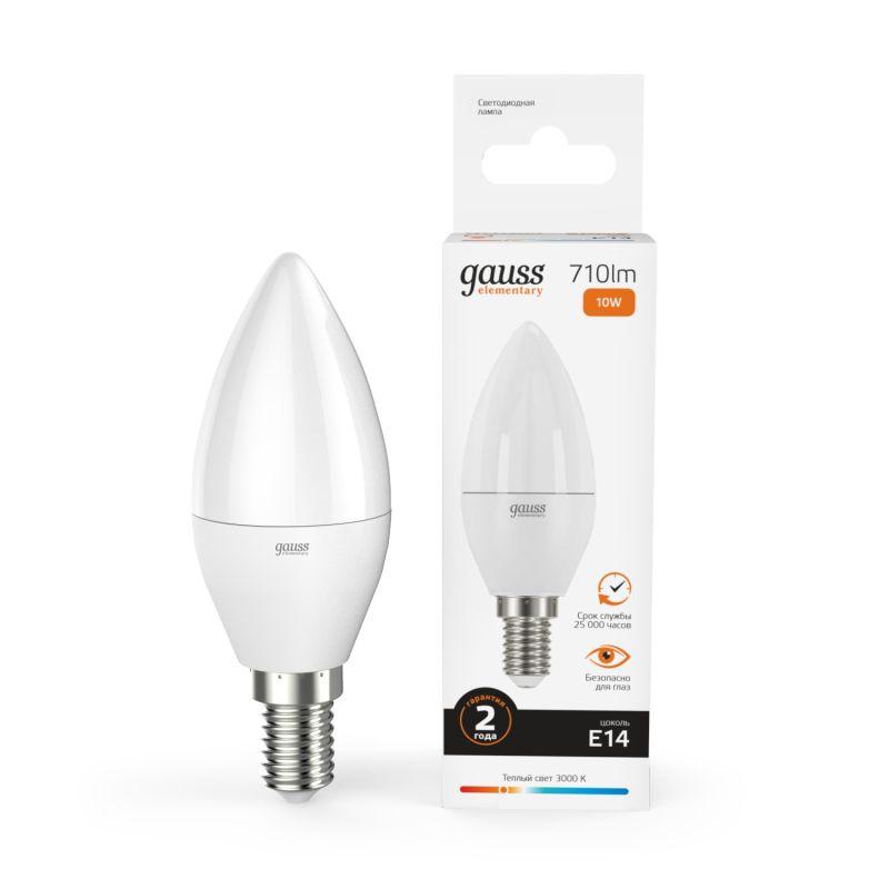 Лампа светодиодная Elementary Candle 10Вт E14 3000К Gauss 33110