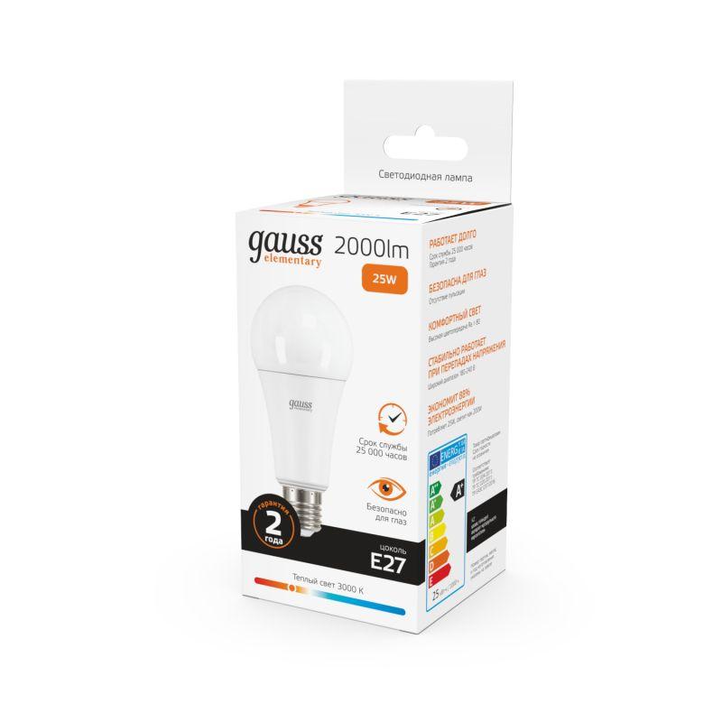 Лампа светодиодная Elementary A67 25Вт E27 3000К Gauss 73215