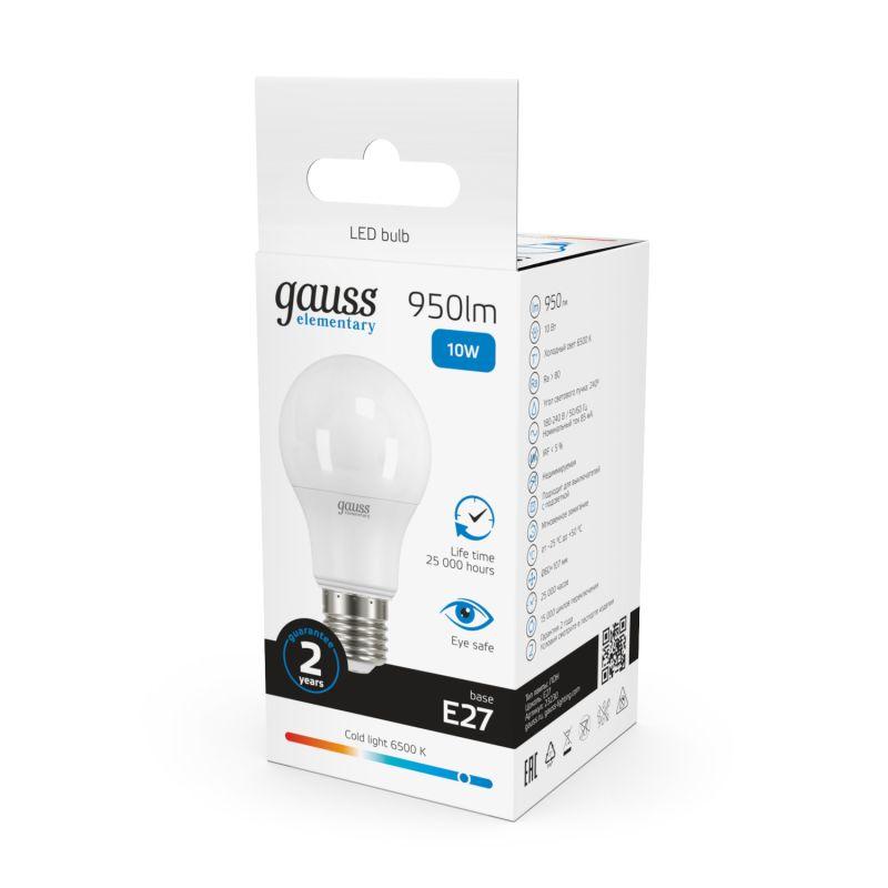 Лампа светодиодная Elementary A60 10Вт E27 6500К Gauss 23230