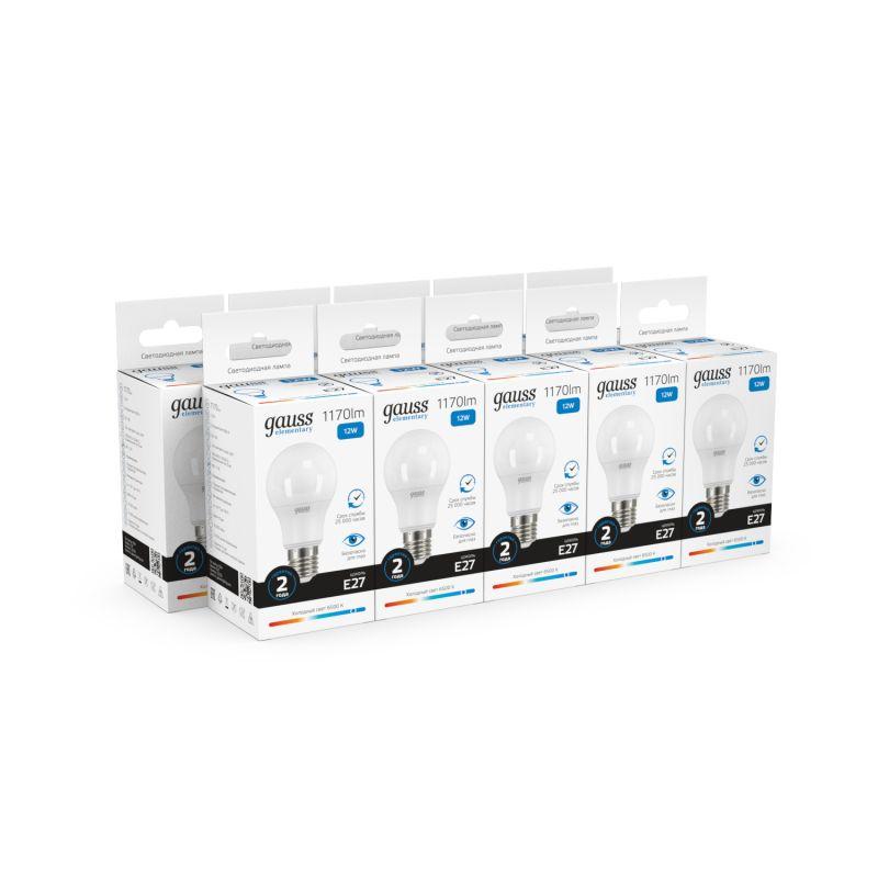 Лампа светодиодная Elementary A60 12Вт E27 6500К Gauss 23232