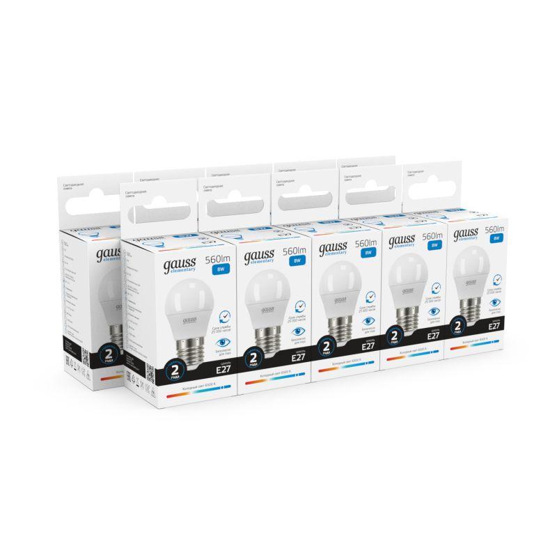 Лампа светодиодная Elementary Globe 8Вт E27 6500К Gauss 53238