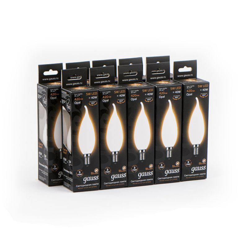 Лампа светодиодная филаментная Black Filament 5Вт свеча на ветру 2700К E14 опал Gauss 104201105
