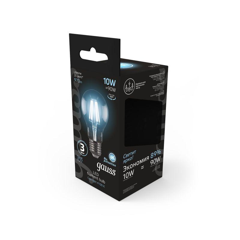 Лампа светодиодная филаментная Black Filament 10Вт A60 4100К E27 Gauss 102802210