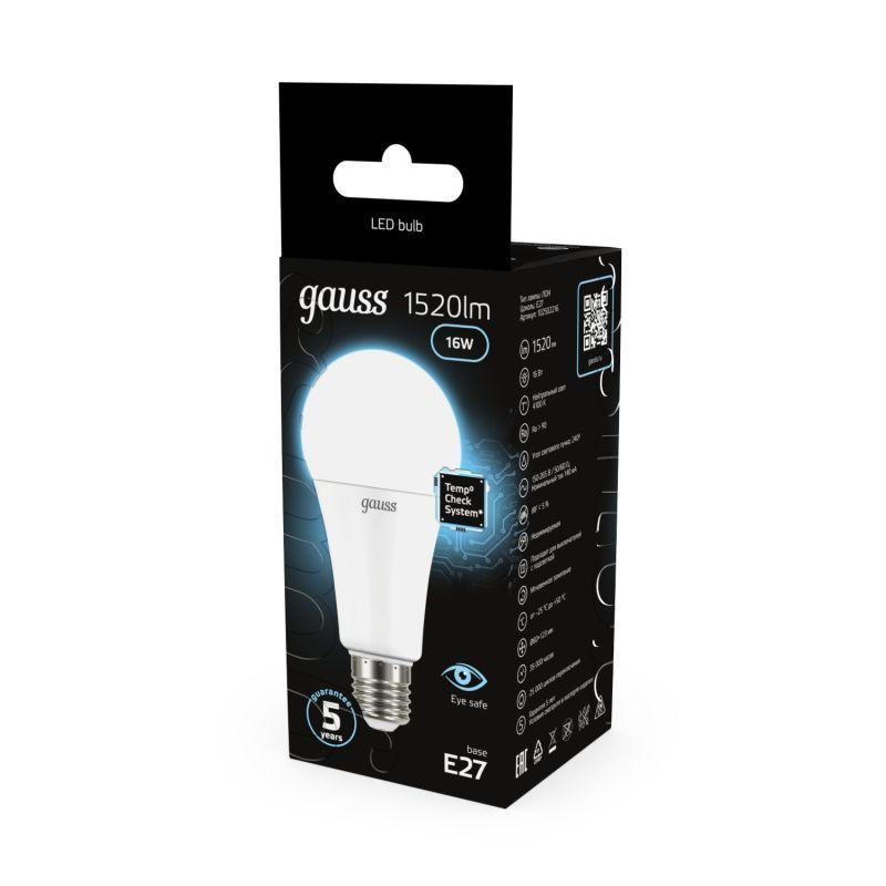 Лампа светодиодная Black A60 16Вт E27 4100К Gauss 102502216