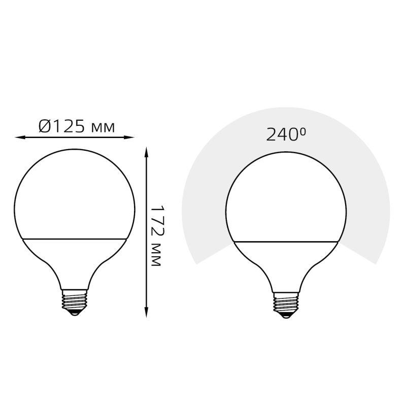 Лампа светодиодная Black G125 E27 22Вт 3000К Gauss 105102122