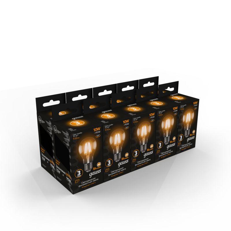 Лампа светодиодная филаментная Black Filament 10Вт A60 2700К E27 Gauss 102802110