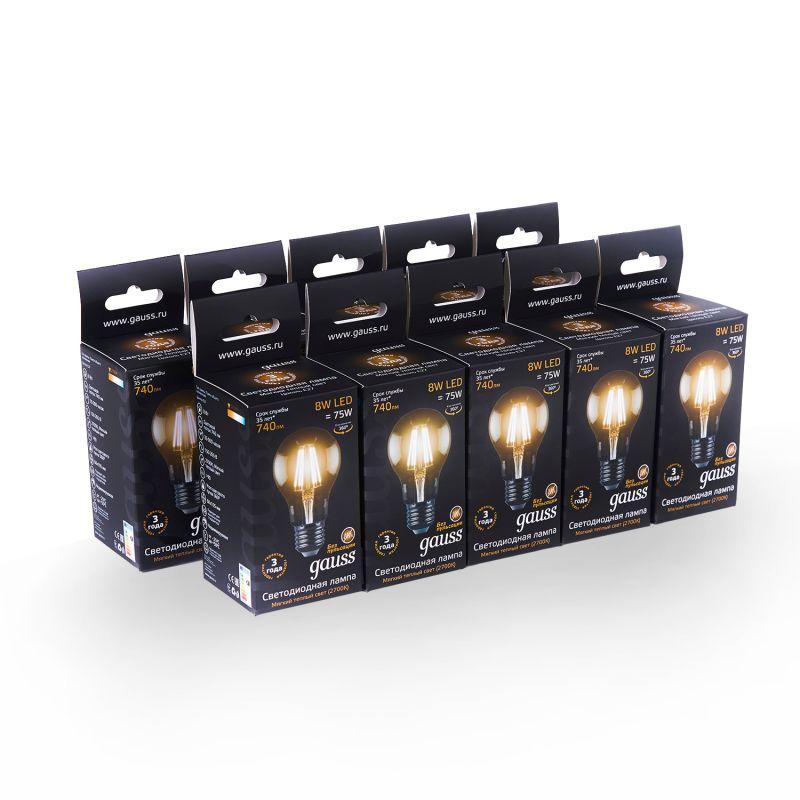 Лампа светодиодная филаментная Black Filament 8Вт A60 2700К E27 Gauss 102802108