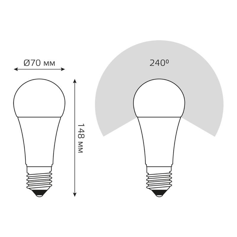 Лампа светодиодная Black A70 22Вт 4100К E27 Gauss 102502222