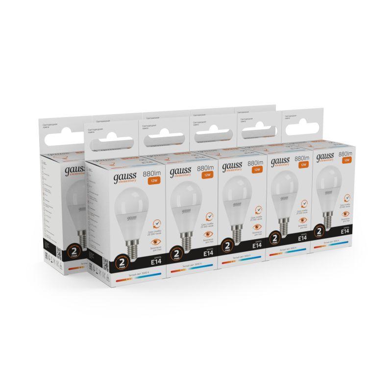 Лампа светодиодная Elementary Шар 12Вт 880лм E14 3000К Gauss 53112