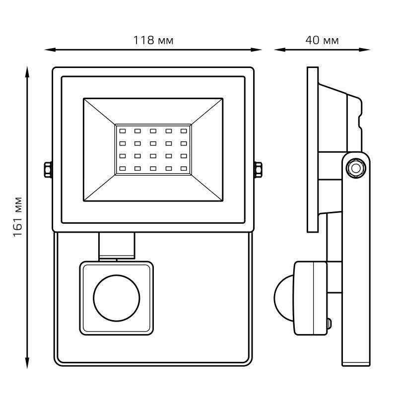 Прожектор светодиодный Elementary 20Вт 1380лм IP65 6500К с датчиком движения Gauss 628511320