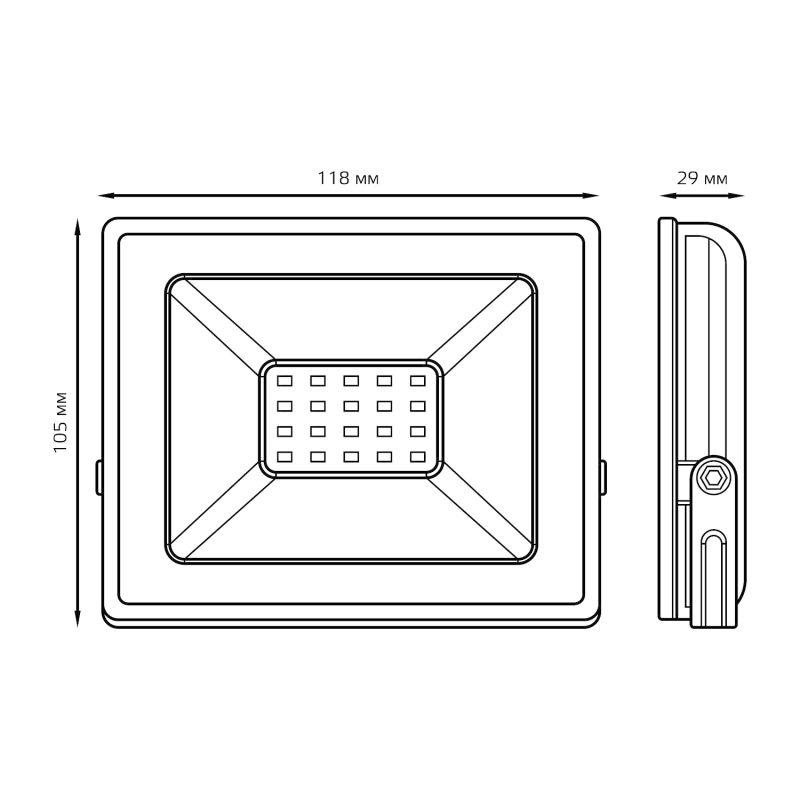 Прожектор светодиодный Elementary 20Вт 1350лм IP65 6500К бел. Gauss 613120320